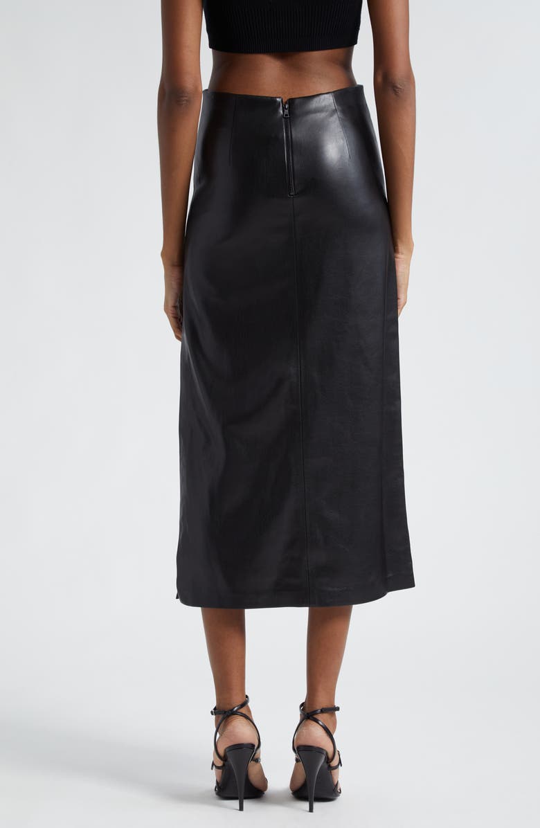 Alice + Olivia Maeve Back Slit Faux Leather Midi Skirt, Alternate, color, 