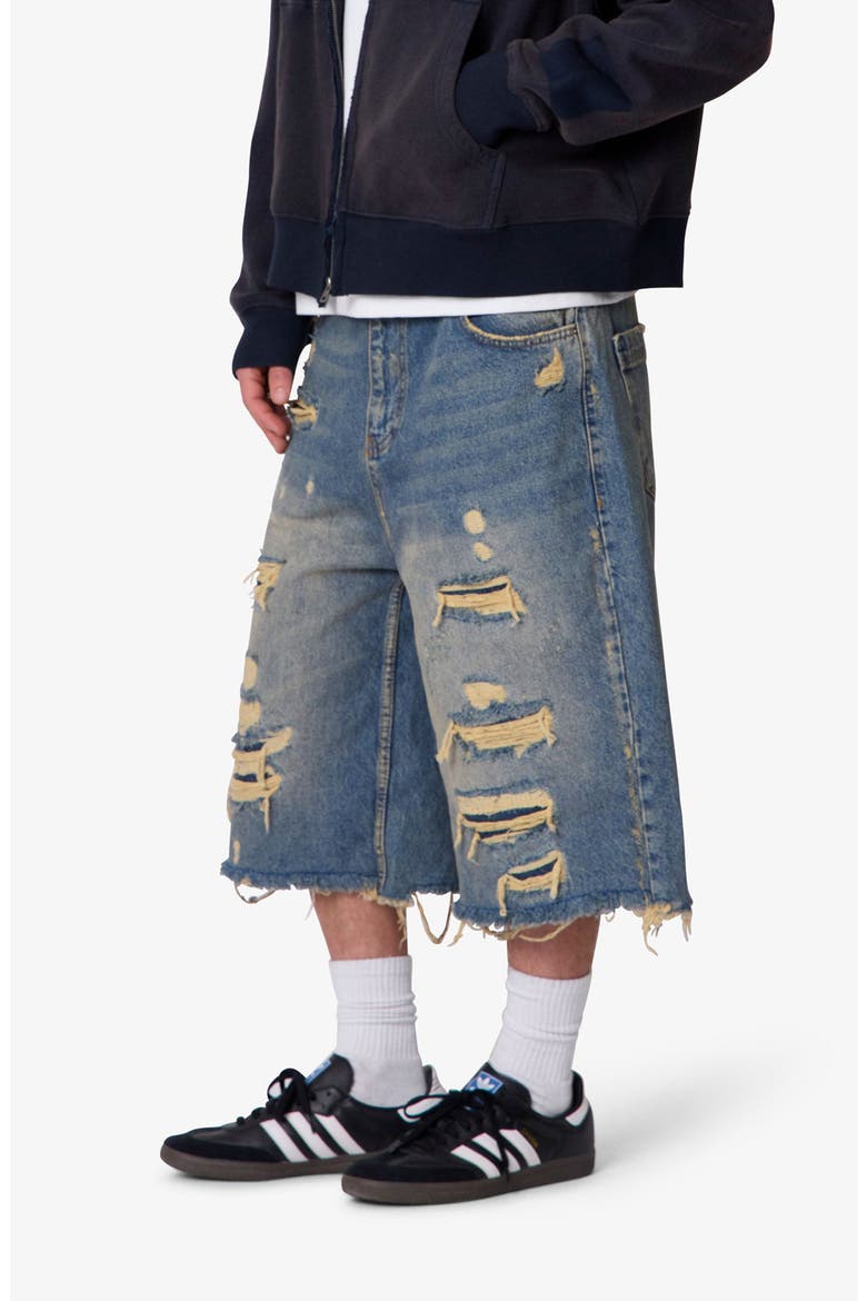Ultra Baggy Repaired Jeans Shorts, Alternate, color, BLUE