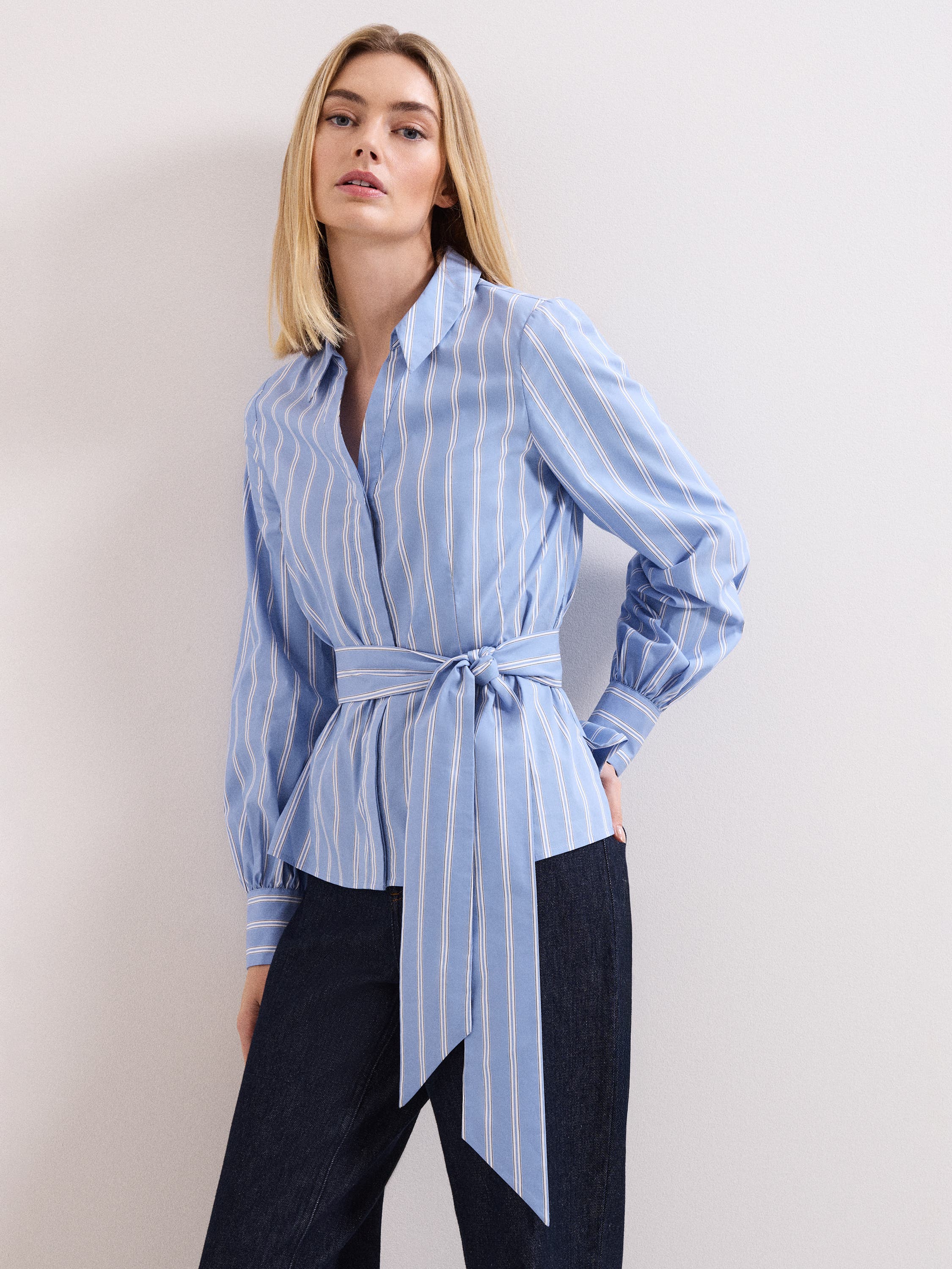 Collared Statement-Belt Shirt