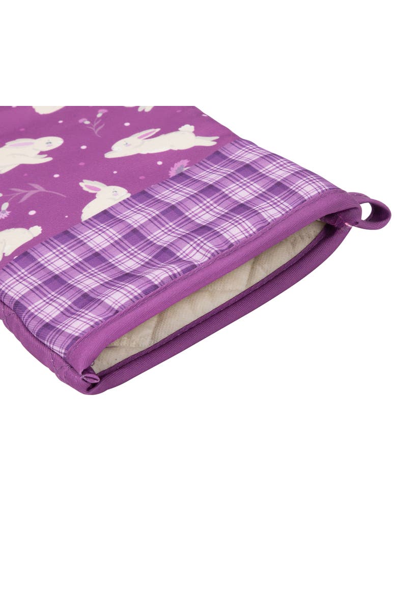 Northlight Hopping Bunnies Plaid Easter Kitchen Oven Mitts - 13.75" - Purple - Set of 2, Alternate, color, Purple