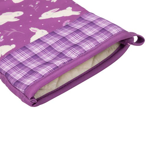 Northlight Hopping Bunnies Plaid Easter Kitchen Oven Mitts In Purple