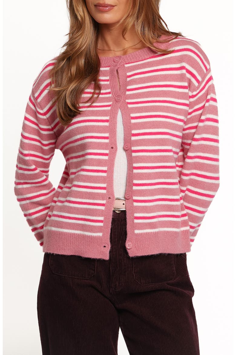 Brynn Striped Cardigan, Main, color, PINK STRIPE