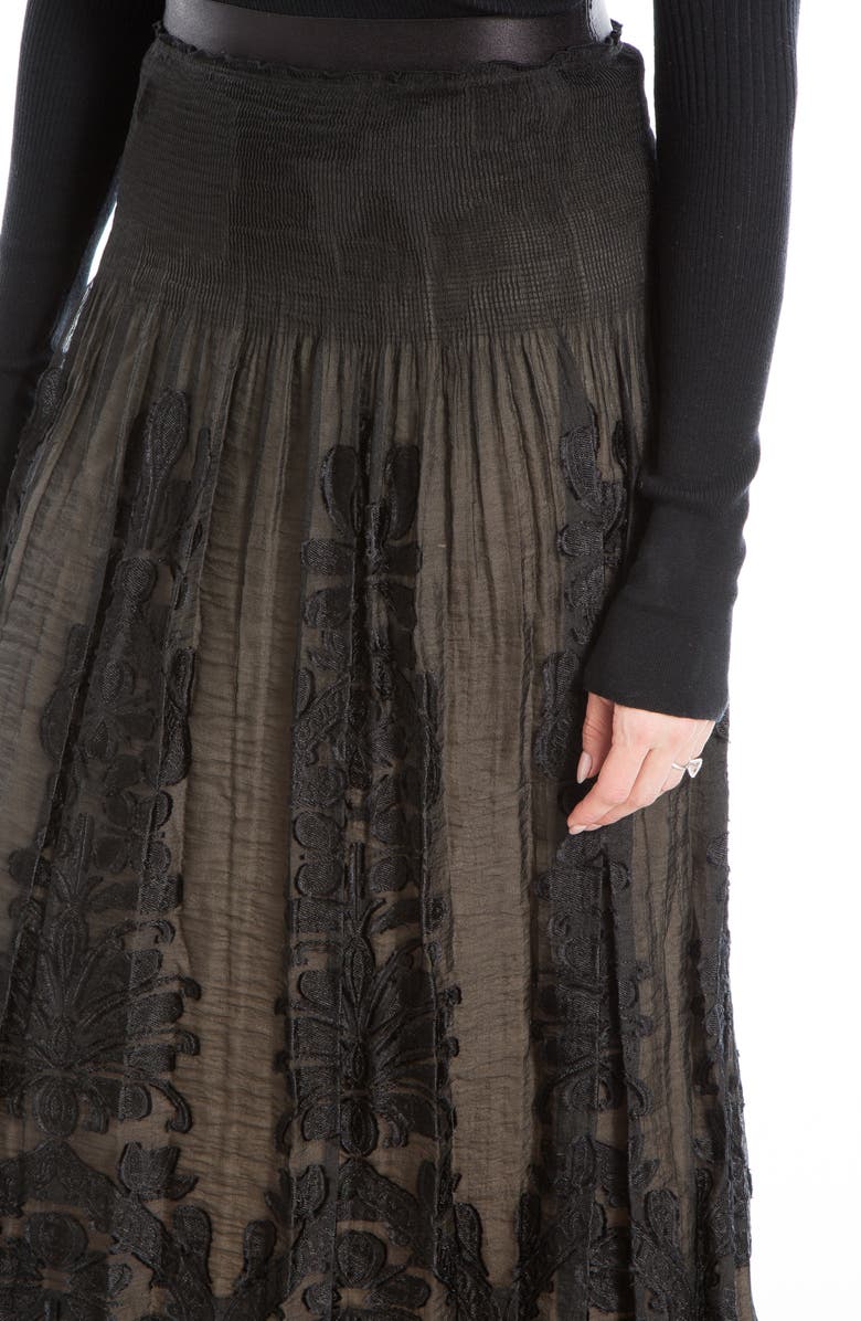 MAX STUDIO Floral Jacquard Overlay Midi Skirt, Alternate, color, Black/ Nude