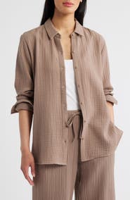 Eileen Fisher Easy Classic Organic Cotton Button-Up Shirt