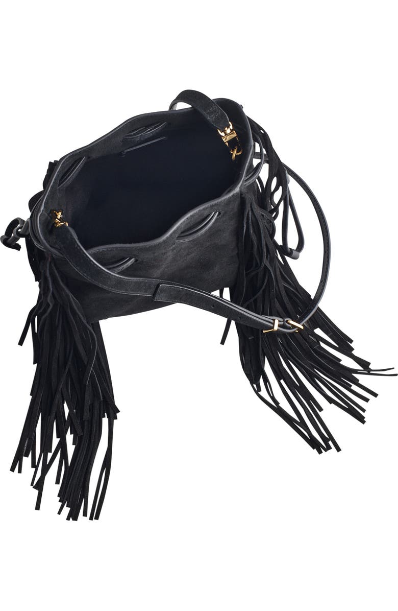Madewell The Drawstring Suede Crossbody Bucket Bag, Alternate, color, True Black