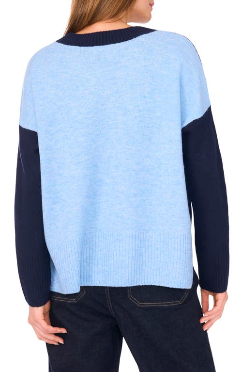 Vince Camuto Contrast High-low Sweater In Blue