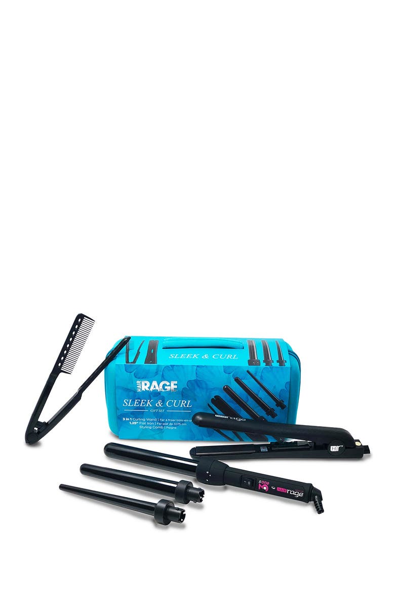 HAIR RAGE Sleek & Curl Gift Set | 3 IN 1 Curling Wand & Flat Iron, Main, color, 