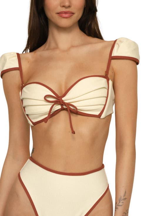 Camana Contrast Binding Cap Sleeve Bikini Top