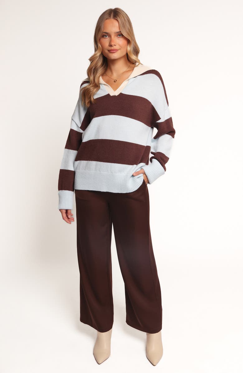 Petal & Pup Mikaela Rugby Stripe Sweater, Alternate, color, Brown/ Blue Stripe