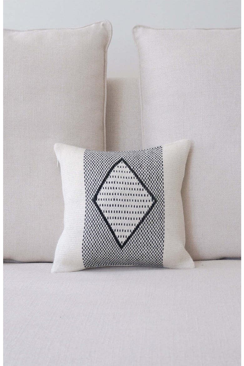 Diamante Square Textile Small Pillow in Ivory, Alternate, color, Ivory/Black