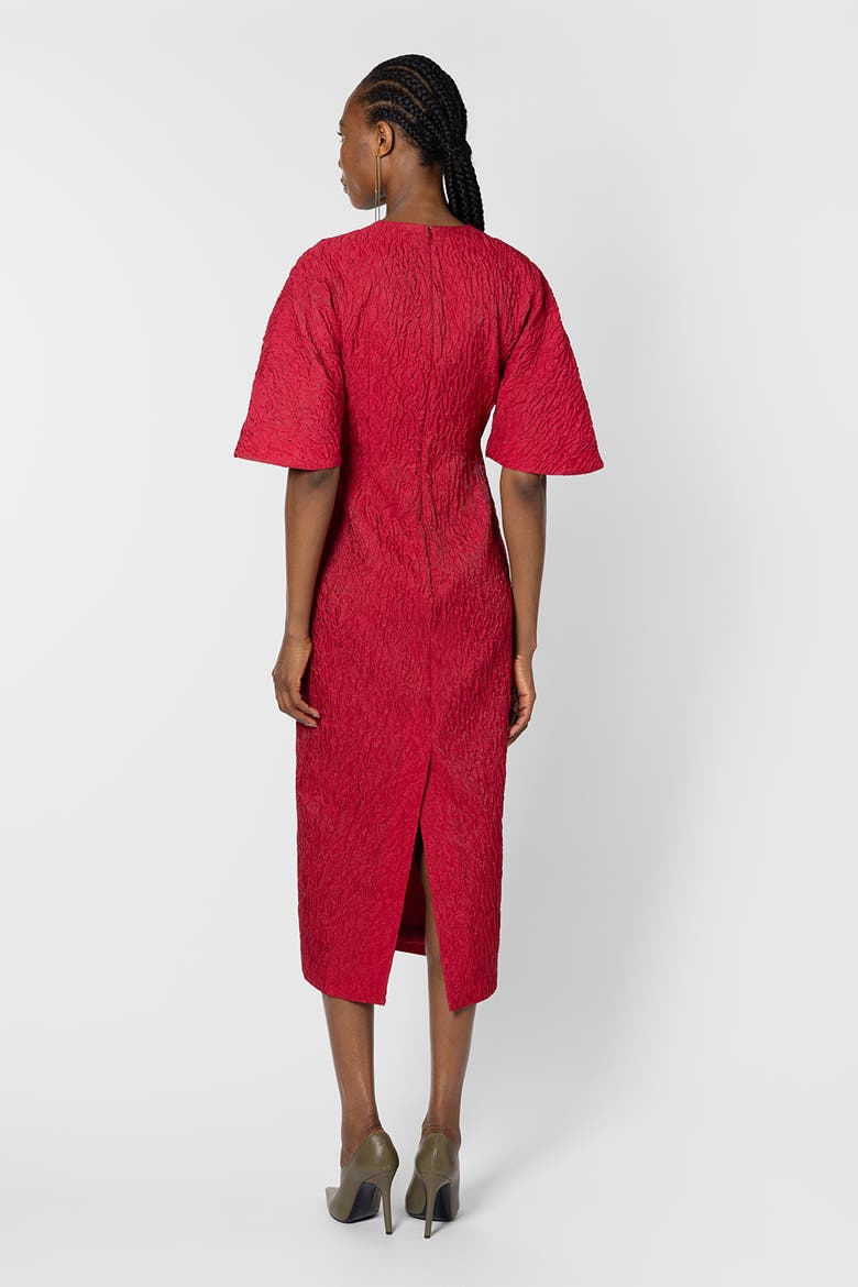 Falah Cloque Textured Midi Dress, Alternate, color, Bennett Red