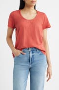 CITY BLUES Braided Neck Relaxed Fit Cotton T-Shirt