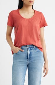CITY BLUES Braided Neck Relaxed Fit Cotton T-Shirt