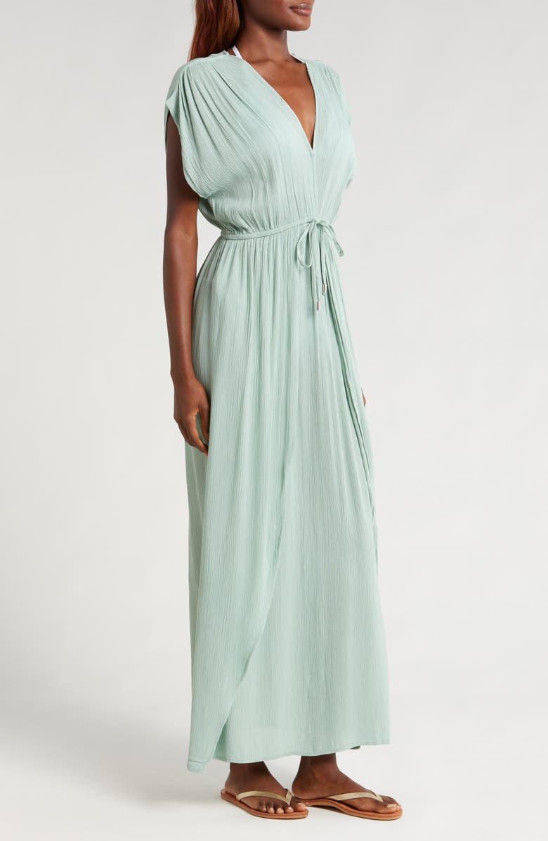 Elan Wrap Maxi Cover-Up Dress, Alternate, color, Light Teal