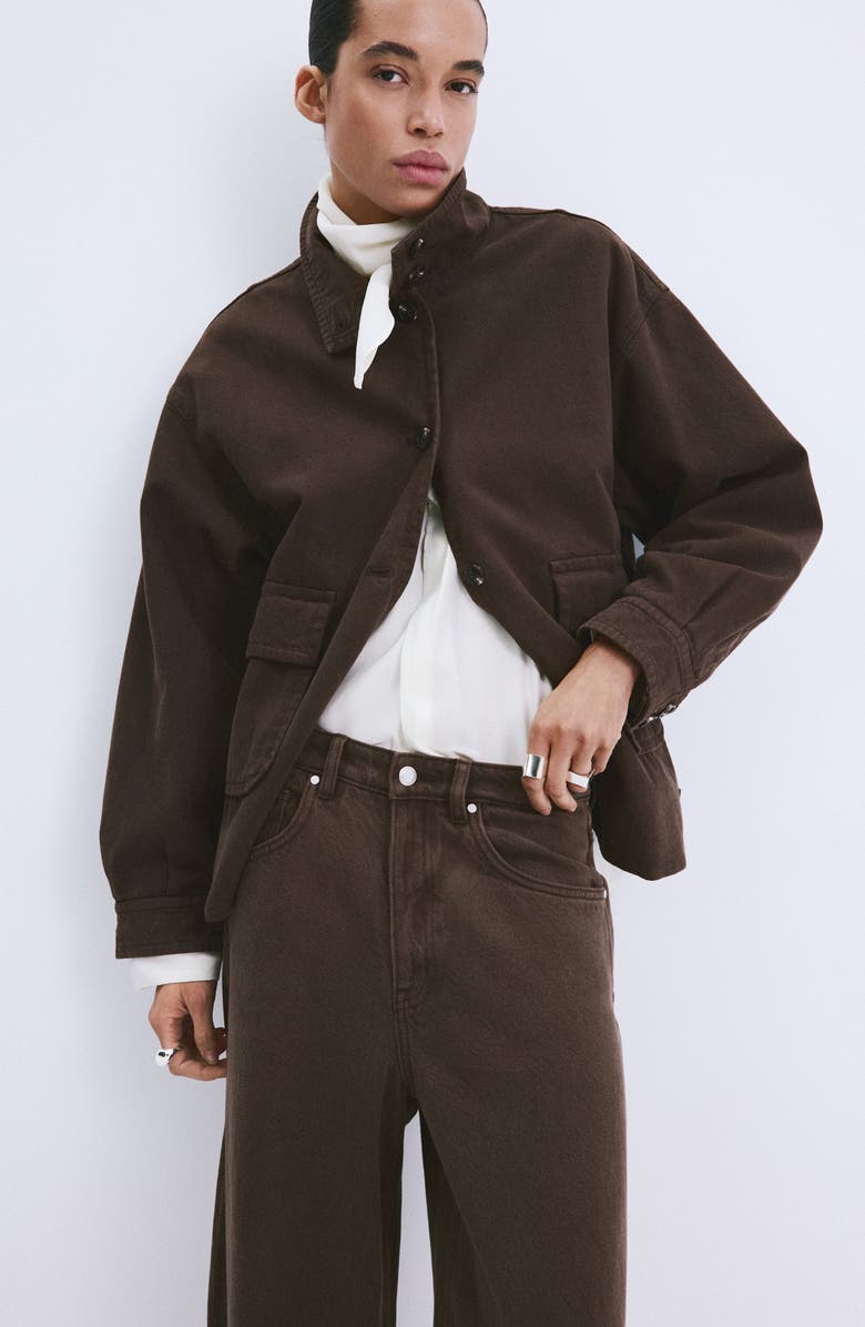 MANGO Cuffed Balloon Jeans, Alternate, color, Chocolate