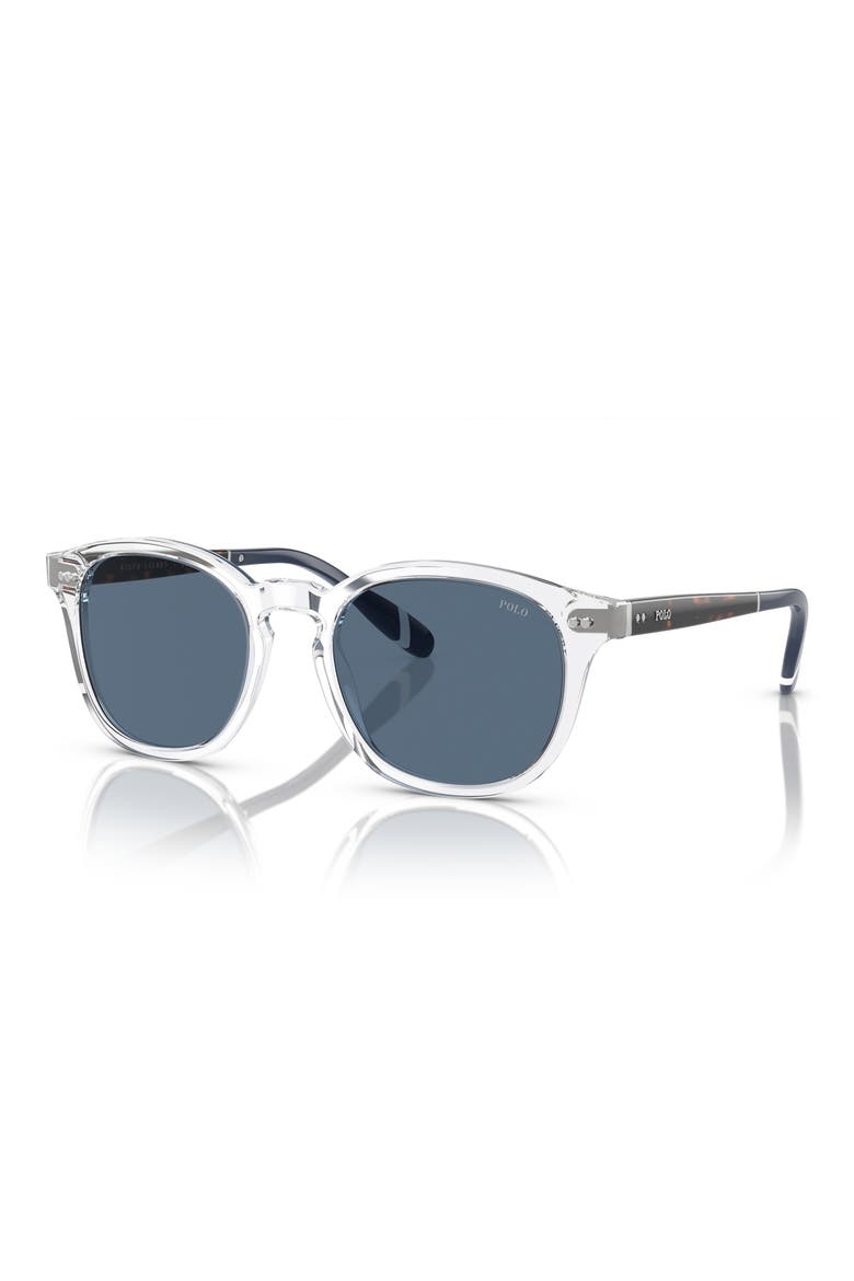 52mm Phantos Sunglasses, Alternate, color, SHINY CRYSTAL / DARK BLUE