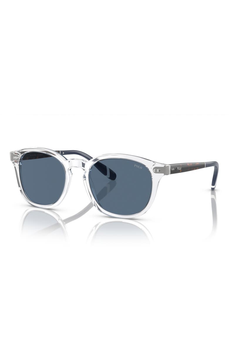 Polo Ralph Lauren 52mm Phantos Sunglasses, Alternate, color, Shiny Crystal / Dark Blue