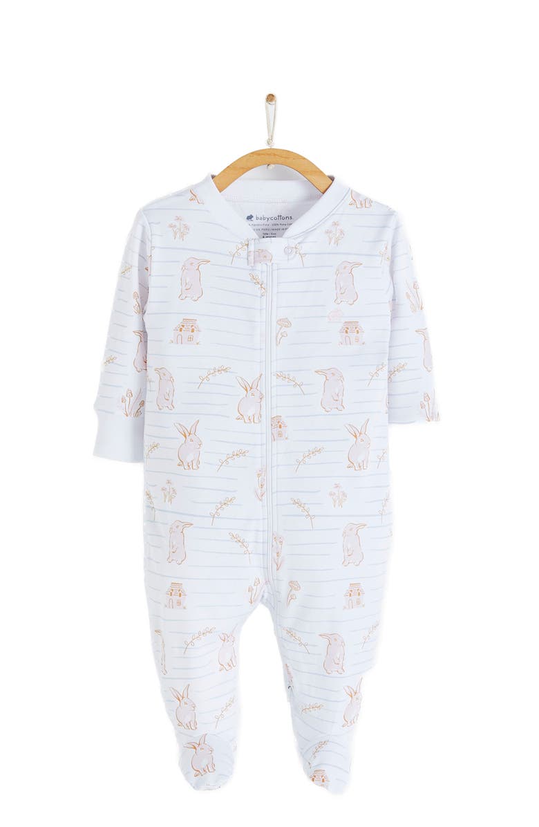 Babycottons Premium Peruvian Pima Cotton Pom Pom Zip Footed Pajama for Infant, Main, color,