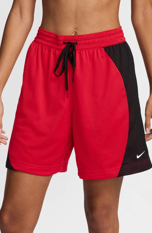 Nike Essential Dri-fit Mesh Basketball Shorts In University Red/black/white