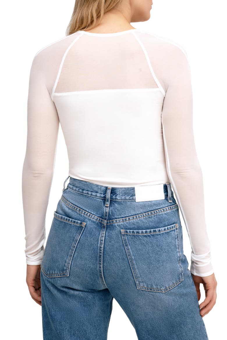 Lucia Jersey & Mesh Top, Alternate, color, OFF WHITE
