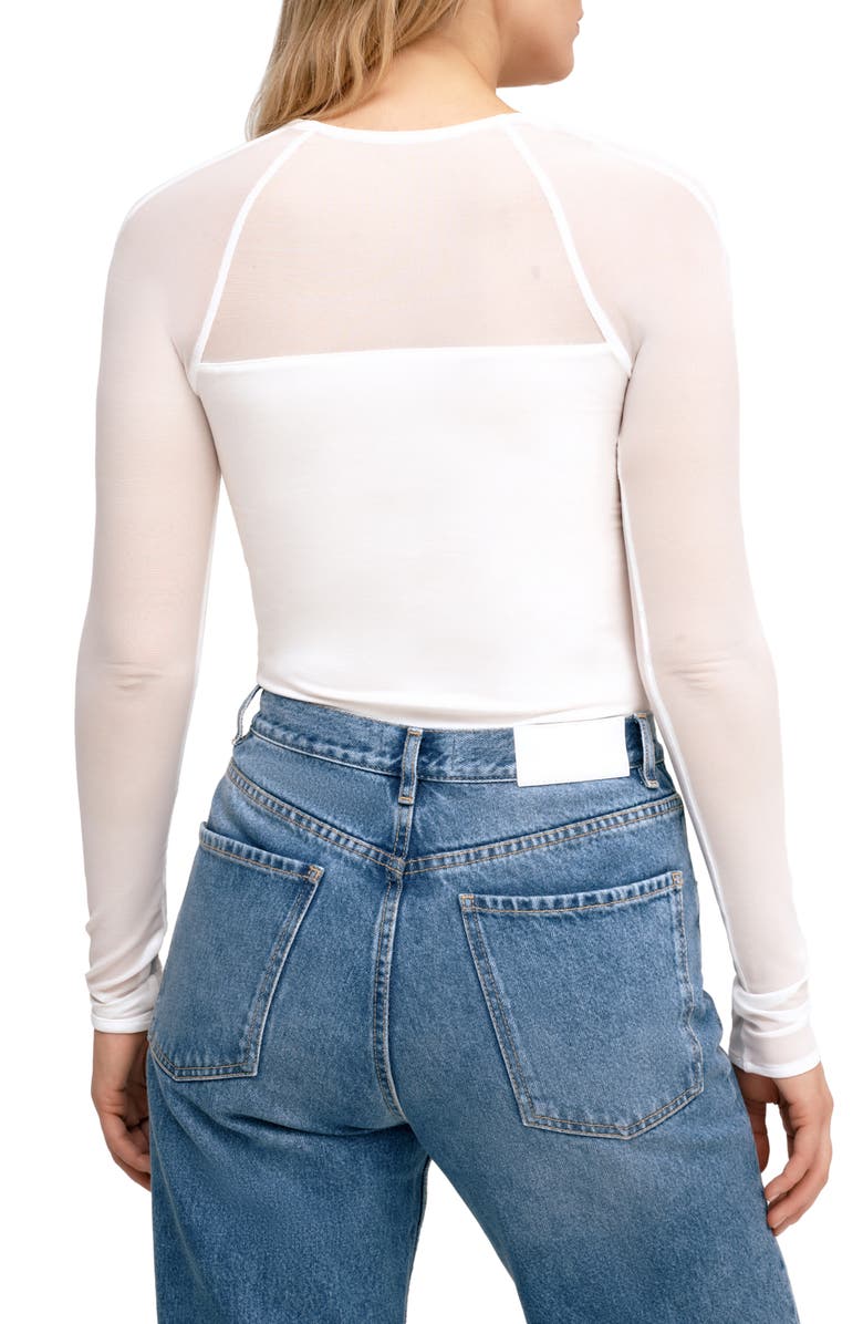 Marcella Lucia Jersey & Mesh Top, Alternate, color, Off White