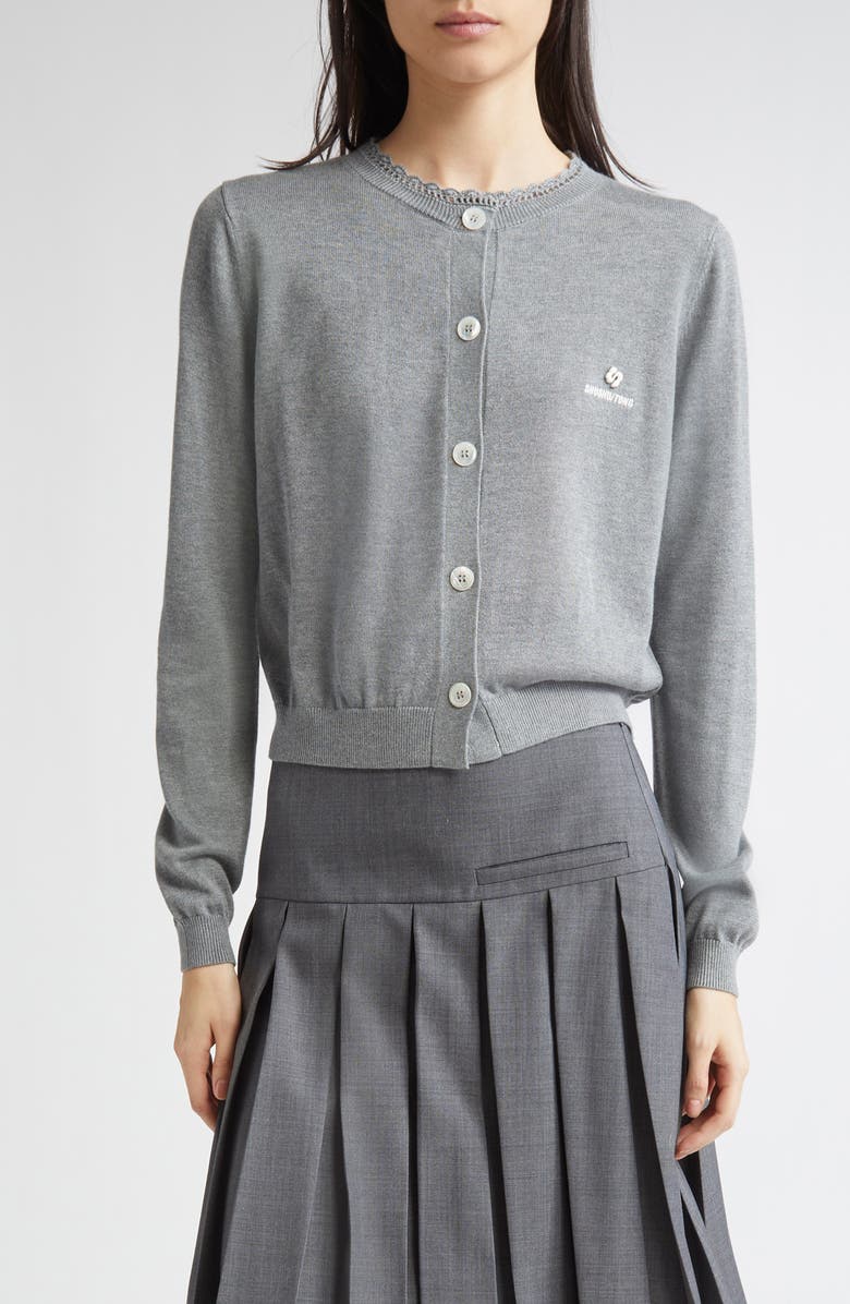 Shushu/Tong Logo Stitch Silk & Cashmere Cardigan, Main, color, 