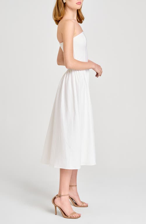 Shop Wayf Giulia Strapless Linen Blend Midi Sundress In Ivory
