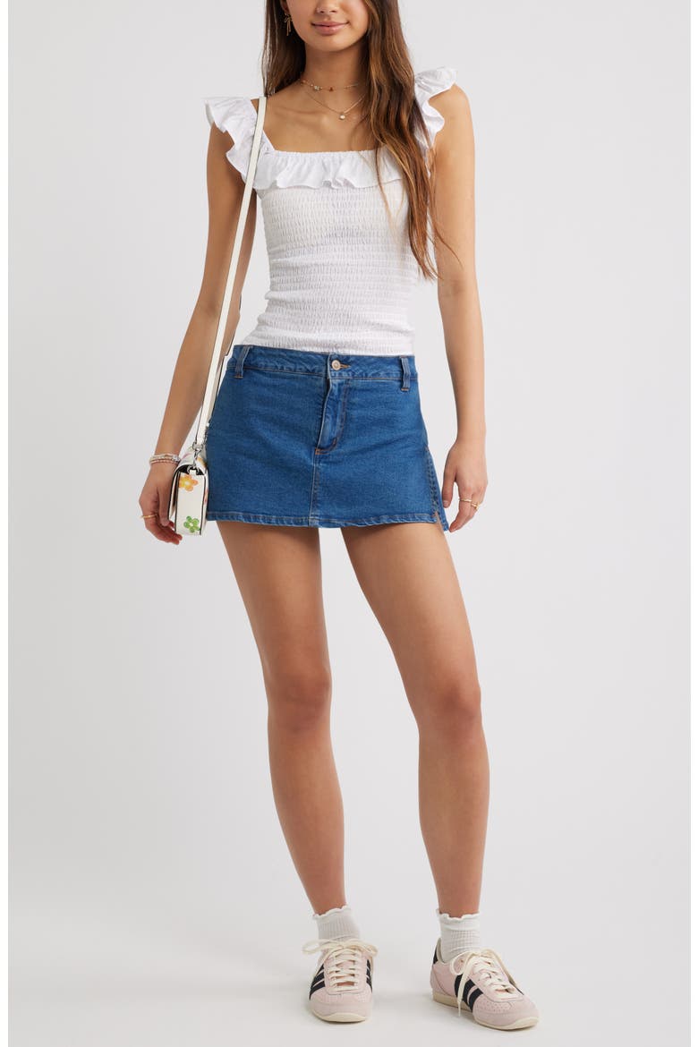 Smocked Ruffle Trim Tank, Alternate, color, WHITE
