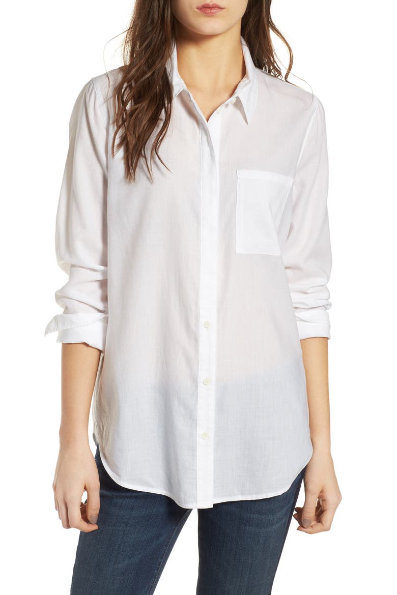 Drapey Classic Shirt, Main, color, WHITE