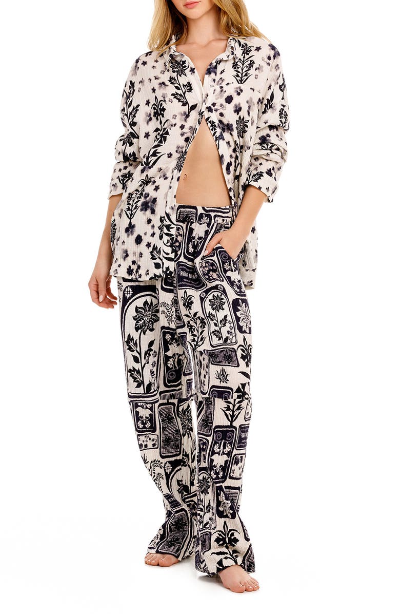 Agua Bendita Keshia Batik Embroidered Cover-Up Shirt, Main, color, Black