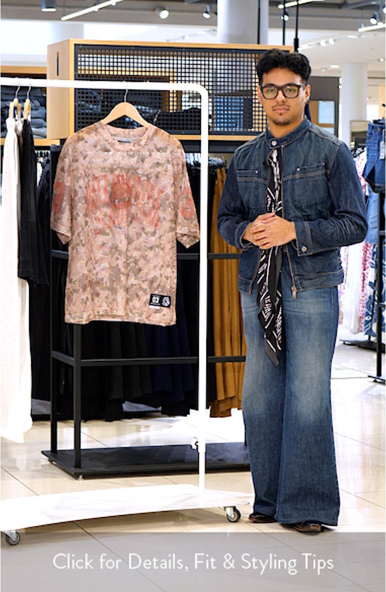 Varsity Logo Camo Print Mesh T-Shirt, sales video thumbnail