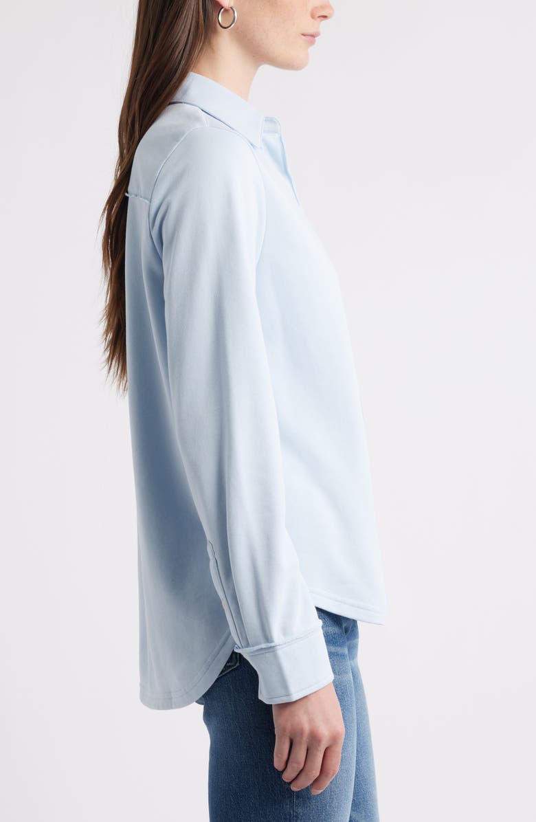 Caslon<sup>®</sup> French Terry Button-Up Shirt, Alternate, color, Blue Skyway