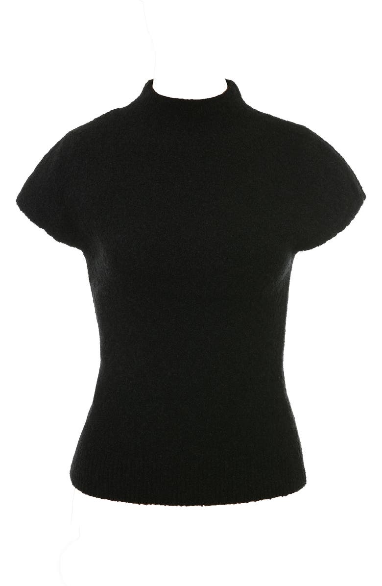 HOUSE OF CB Caia Mock Neck Cap Sleeve Bouclé Sweater, Alternate, color, Black