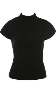 HOUSE OF CB Caia Mock Neck Cap Sleeve Bouclé Sweater