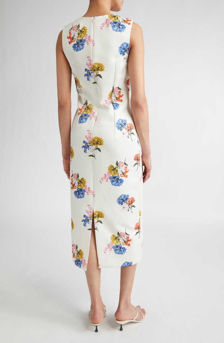 Emilia Wickstead Ludie Retro Bouquet Taffeta Faille Midi Dress, Alternate, color, Retro Bouquet On White
