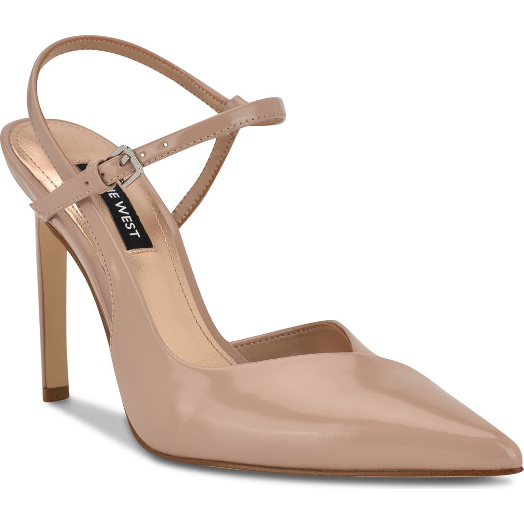 Nine West Franka Ankle Strap Pointed Toe Pump In Neutral