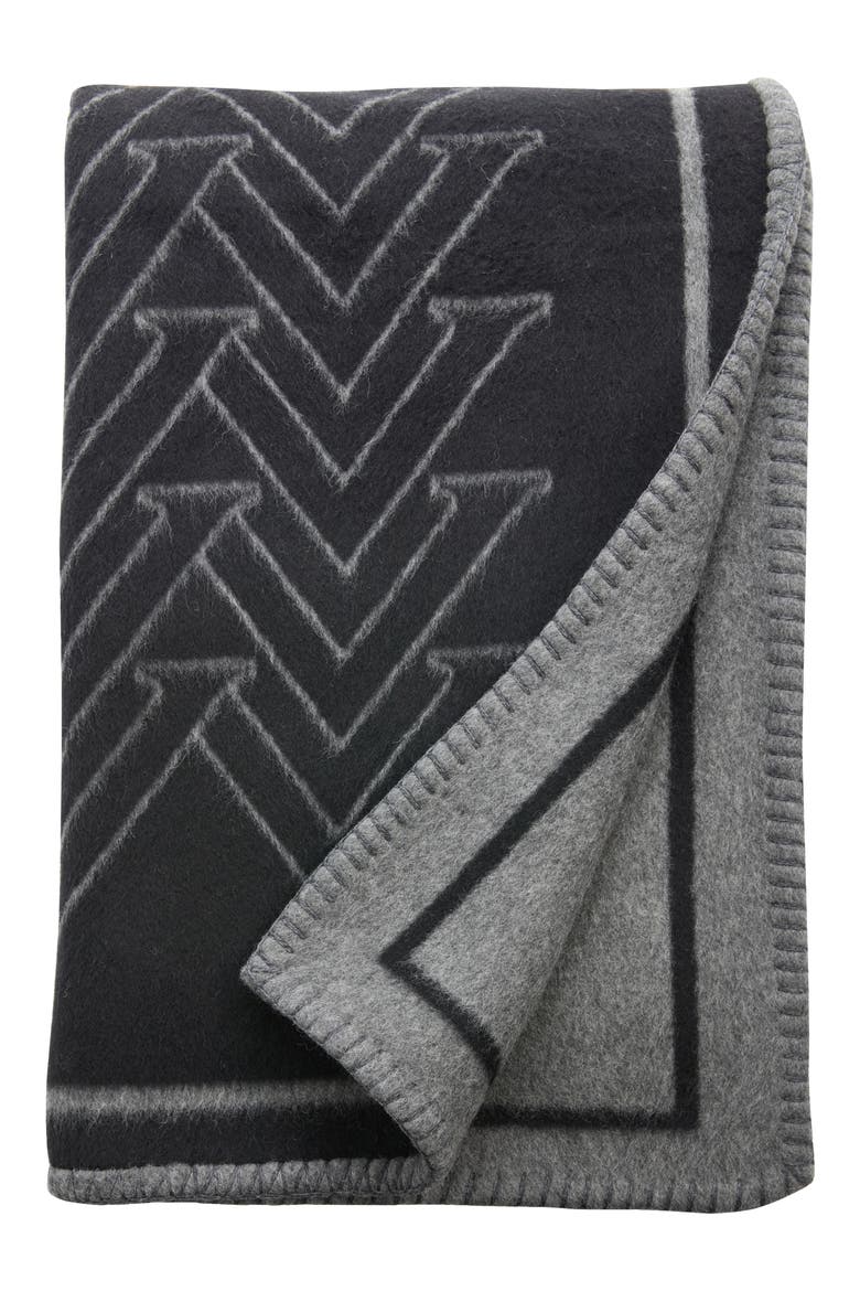 Mr. Vic Monogram Blanket, Main, color, CHARCOAL