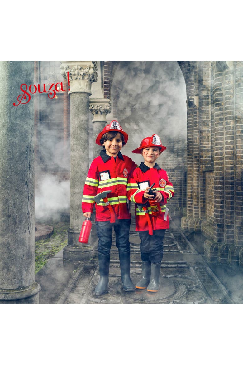 Fireman Costume Set for Children, Includes Accessories, Alternate, color, Red