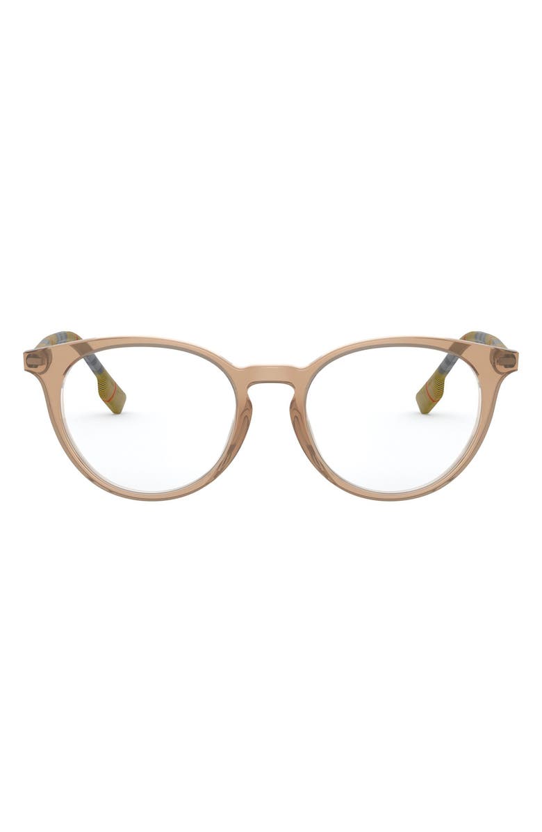 Burberry 51mm Round Optical Glasses, Main, color, Transparent Brown