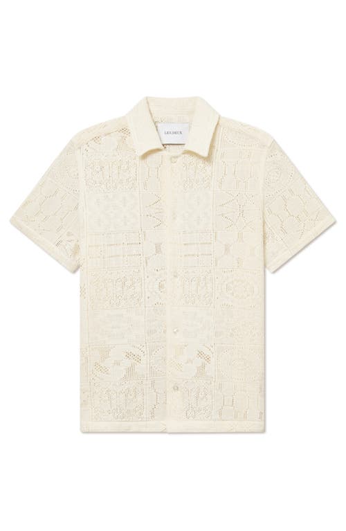 Les Deux Hector Lace Short Sleeve Button-up Shirt In Ivory