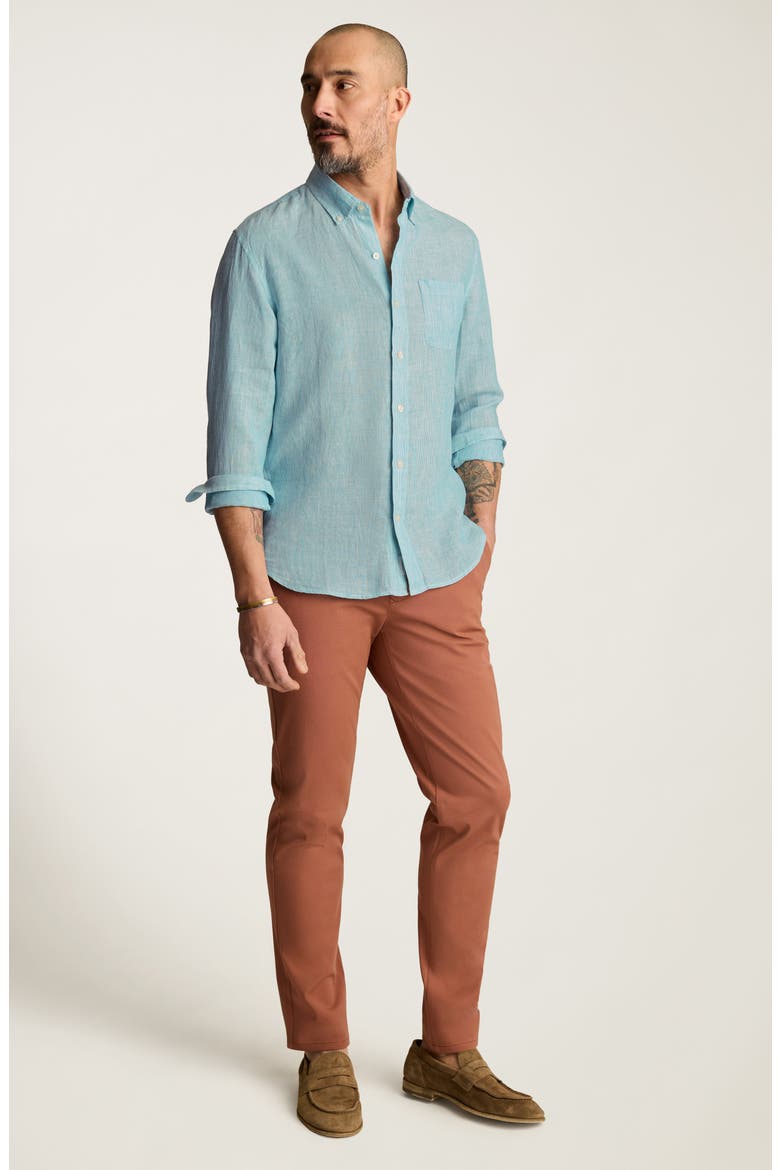 Everyday Striped Linen Shirt, Alternate, color, TEAL OXNARD STRIPE