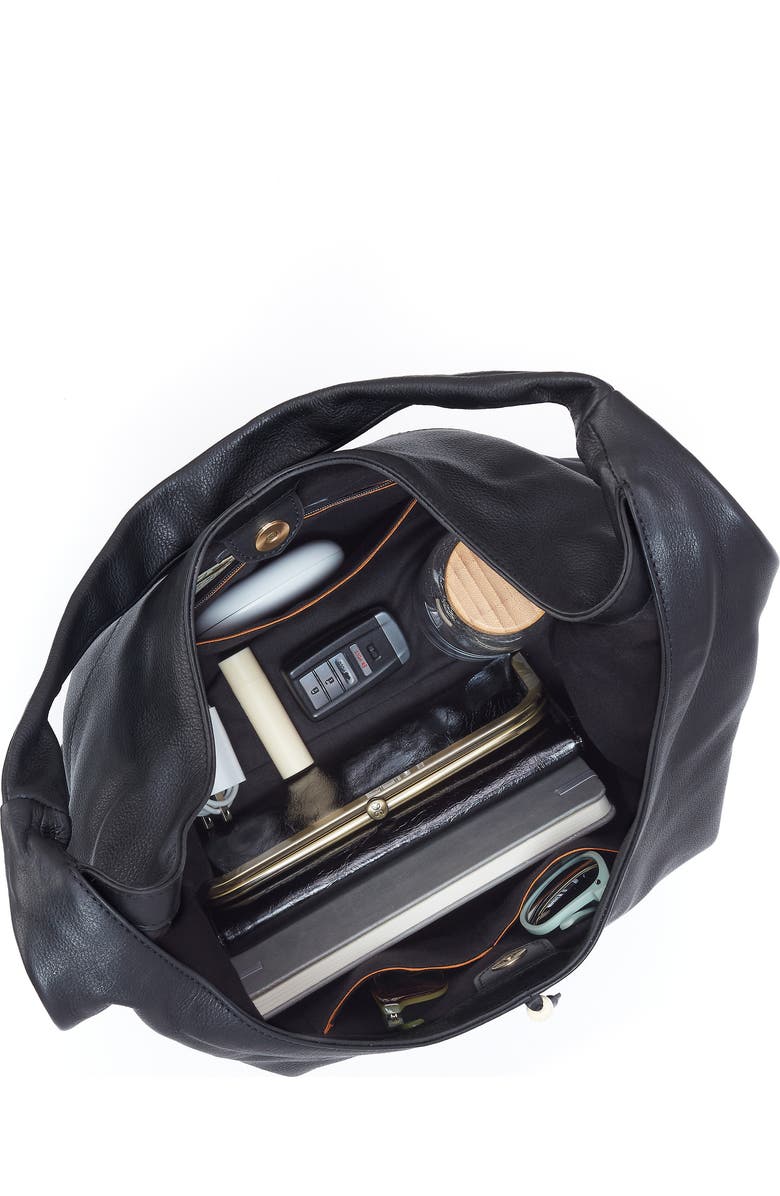 HOBO La Jolla Leather Hobo Bag, Alternate, color, Black