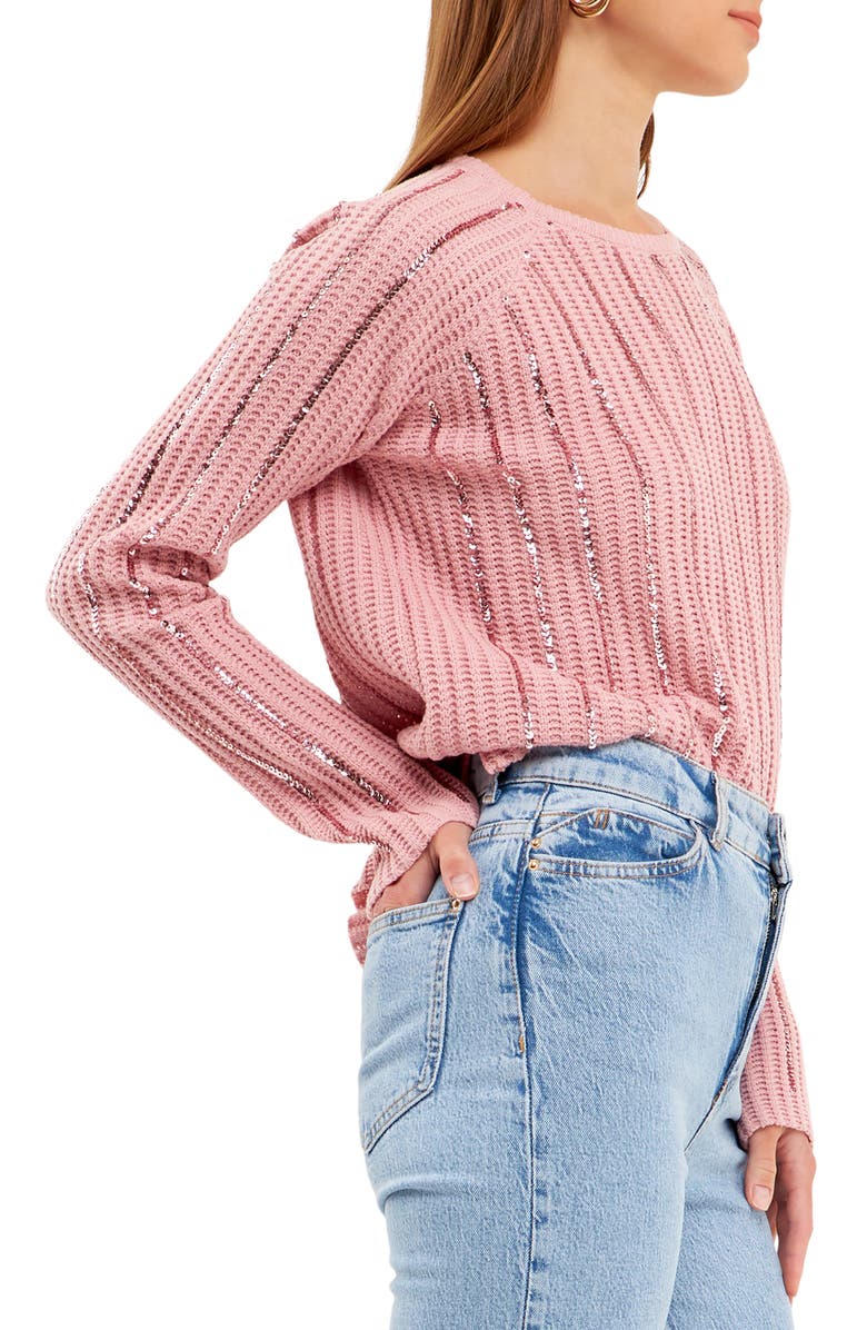 Endless Rose Sequin Detail Sweater, Alternate, color, Pink