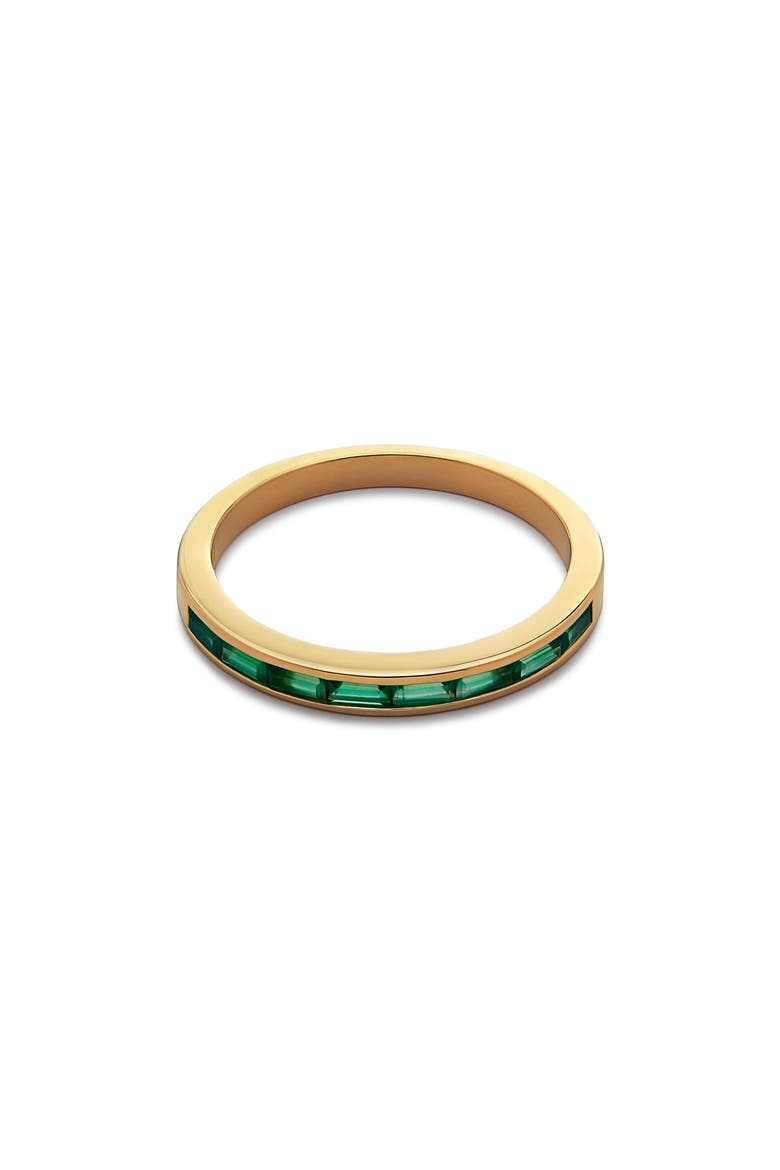 Mini Baguette Half Eternity Ring, Main, color, 18CT GOLD VERMEIL / GREEN ONYX