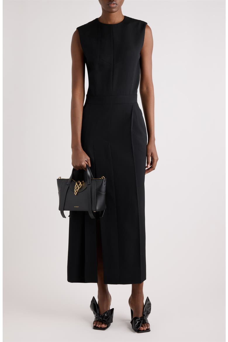 Pinched Sleeveless Midi Dress, Alternate, color, BLACK