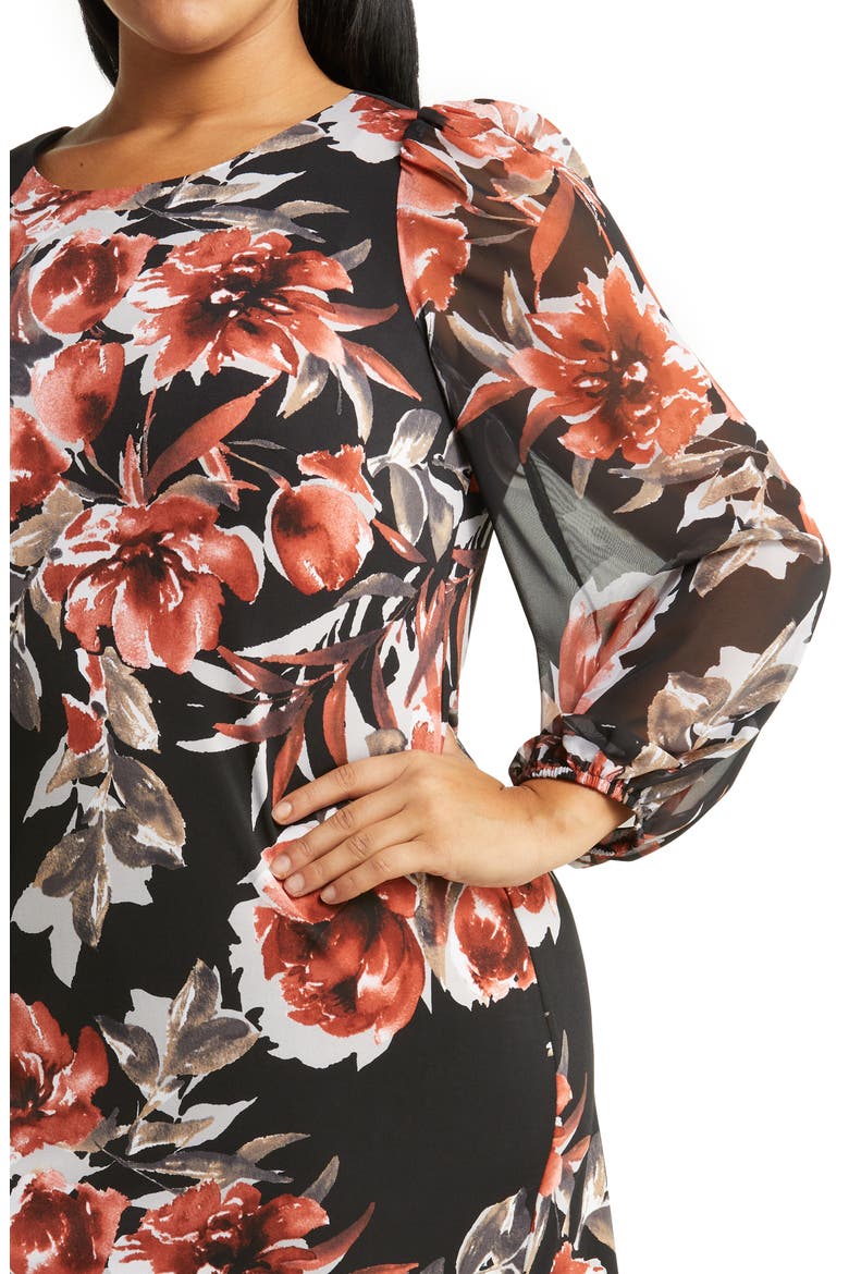Floral Long Sleeve Dress, Alternate, color, SPICE