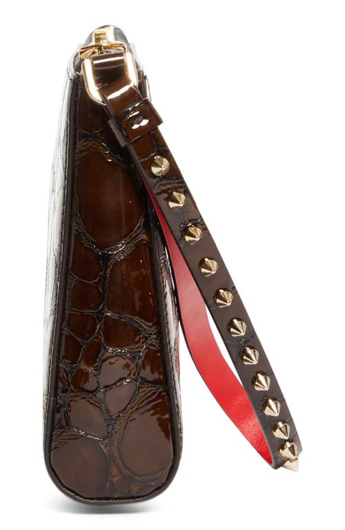 Christian Louboutin Mini Cabata Soft Croc Embossed Patent Leather Wristlet In Multi