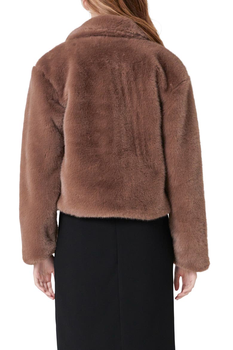 Faux Fur Button Coat, Alternate, color, TAUPE