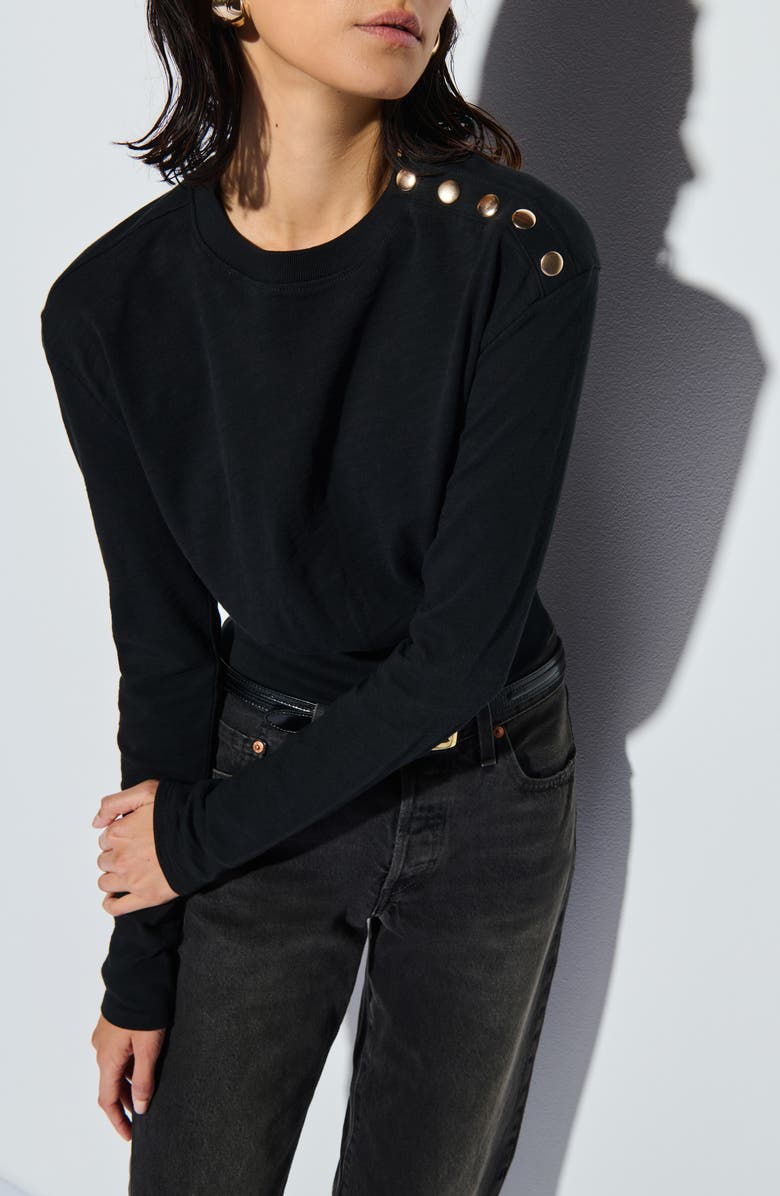 Nation LTD Monique Button Cotton Crop Top, Alternate, color, 