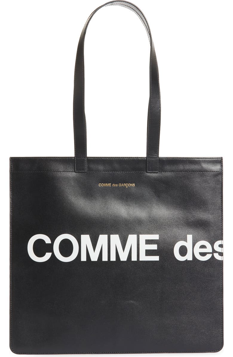 Comme des Garçons Wallets Huge Logo Leather Tote, Main, color,